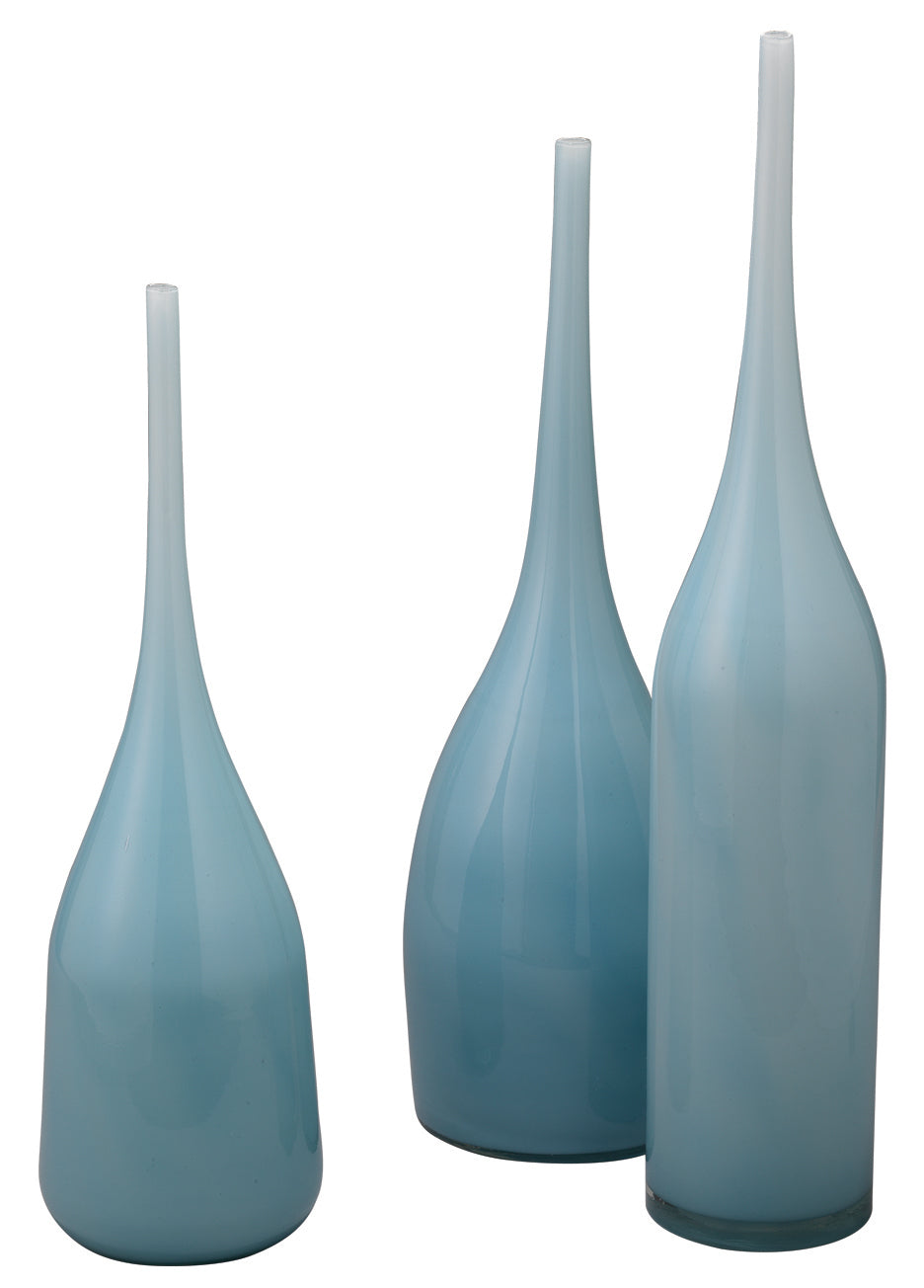 Pixie Decorative Vases in Periwinkle Blue Glass (set of 3)