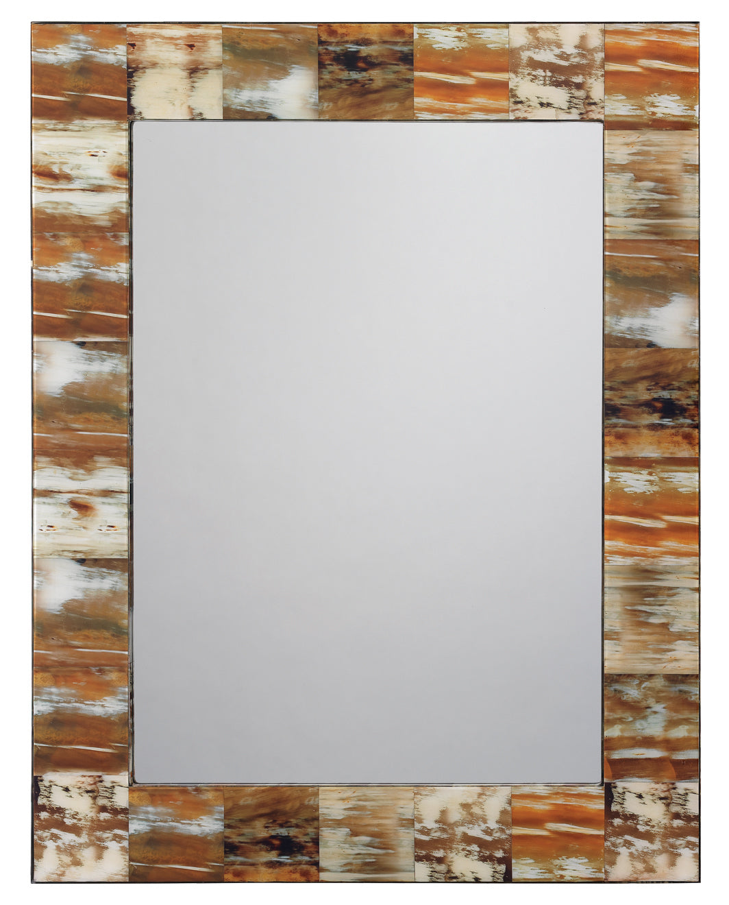 Medium Rectangle Mirror in Natural Faux Horn