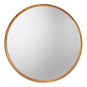 Refined Round Mirror in Gold Leaf Metal