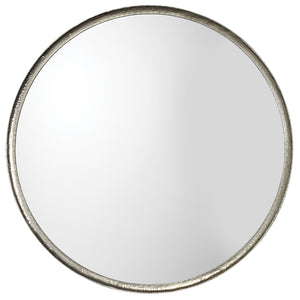Round Silver Leaf Metal Wall Mirror