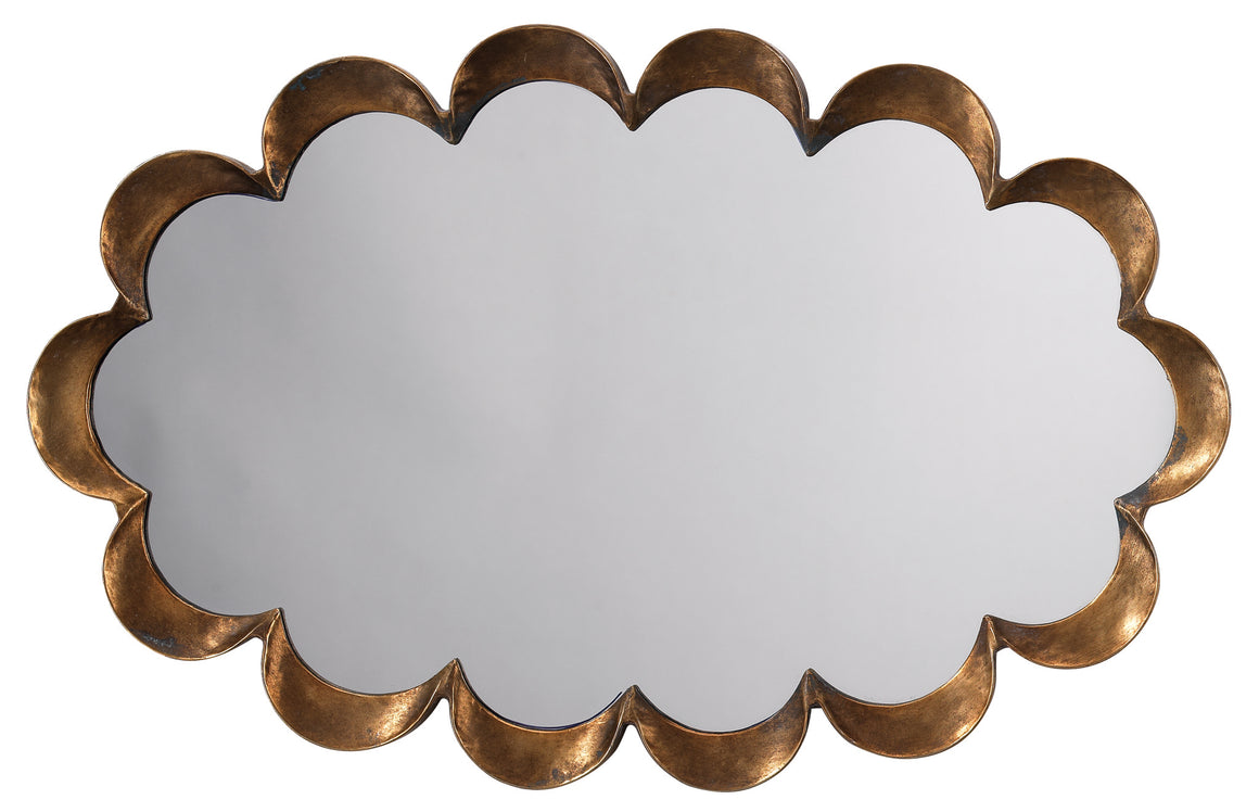 Scalloped Mirror in Antique Brass