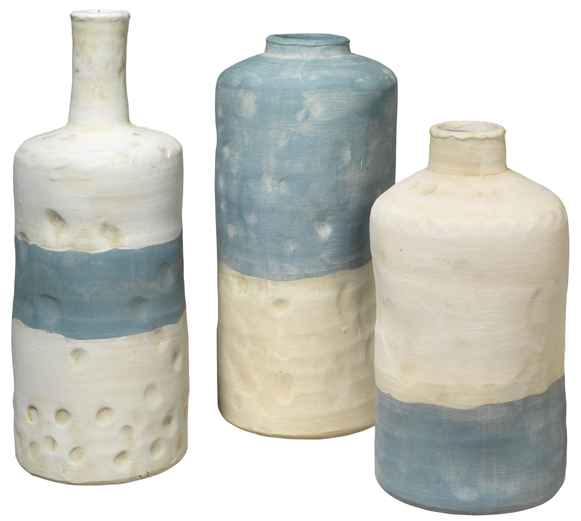 Sedona Vessels in Blue and White Ceramic (Set of 3)