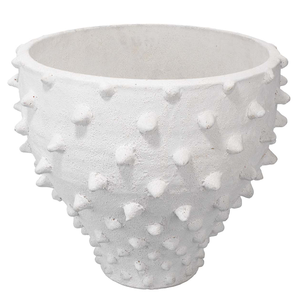 Hand Crafted Spiked Ceramic Vase – Matte White