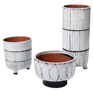 Two Tone Decorative Ceramic Vessels - Set of 3