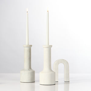 Trumpet Candlesticks (Set of 2) - White Marble