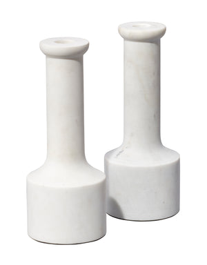 Trumpet Candlesticks (Set of 2) - White Marble