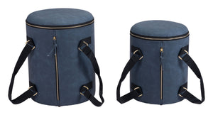 Candice Ottoman Storage Set Blue