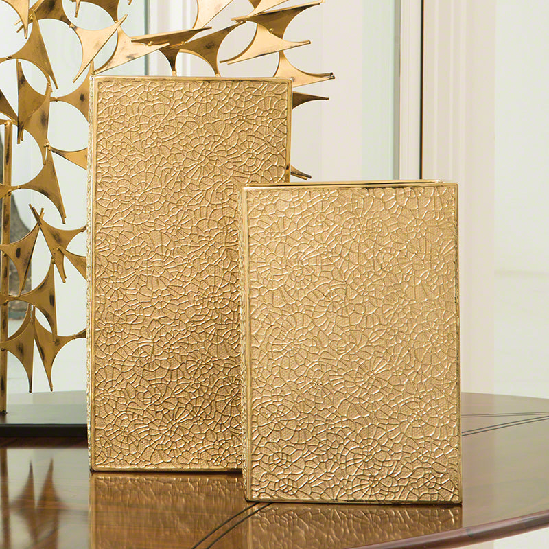 Organic Lace Gold Plated Box Vase – 2 Sizes