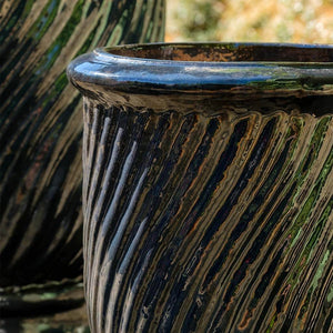 Ink Glazed Terra Cotta Twist Planter - Set of 2