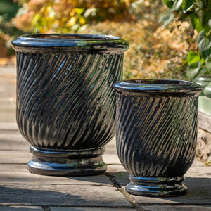 Ink Glazed Terra Cotta Twist Planter - Set of 2