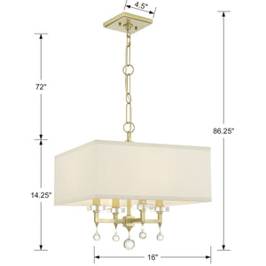 Paxton 4 Light Aged Brass Mini Chandelier