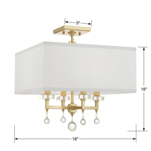 Paxton 4 Light Aged Antique Gold Ceiling Mount 8105-AG_CEILING