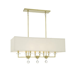 Paxton 8 Light Aged Brass Linear Chandelier