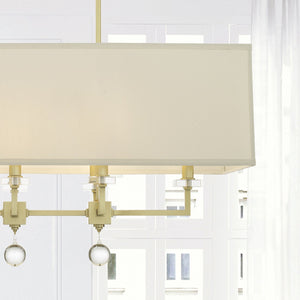 Paxton 8 Light Aged Brass Linear Chandelier