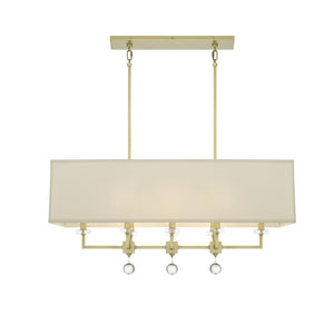Paxton 8 Light Aged Brass Linear Chandelier