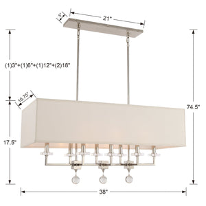 Paxton 8 Light Aged Brass Linear Chandelier