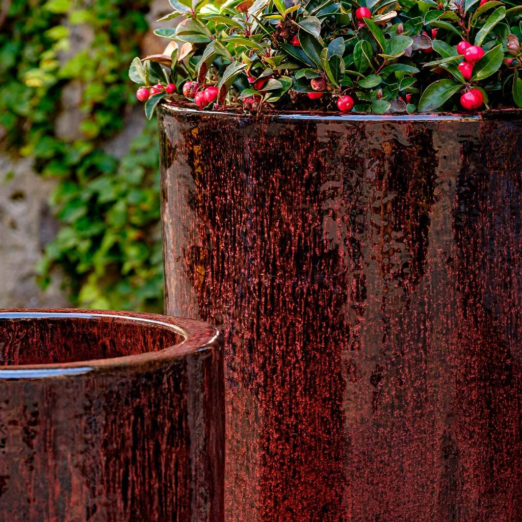 large plant pots near me Bordeaux Tall Terra Cotta Planters - Set of 2