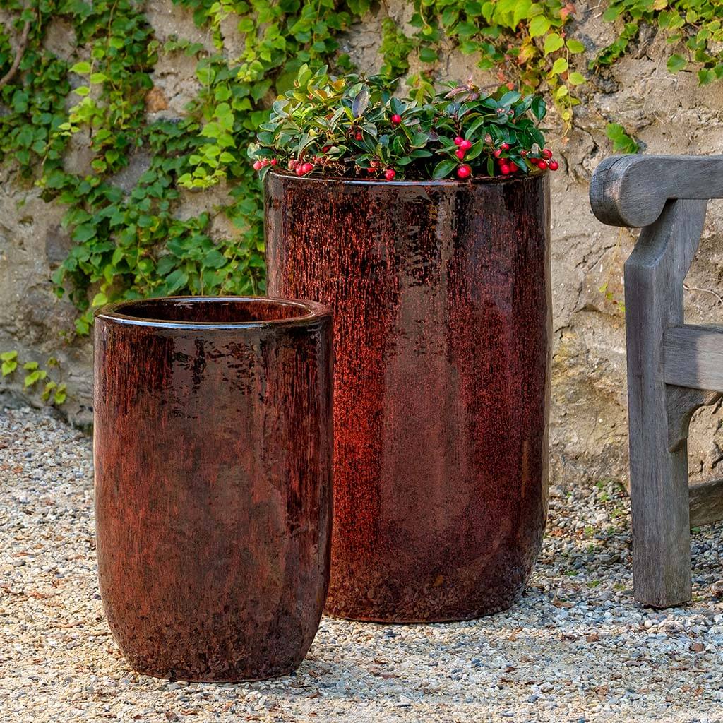 burgundy planter pots Bordeaux Tall Terra Cotta Planters - Set of 2