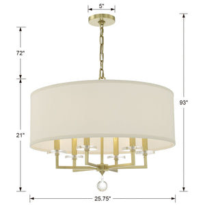 Paxton 6 Light Aged Brass Chandelier