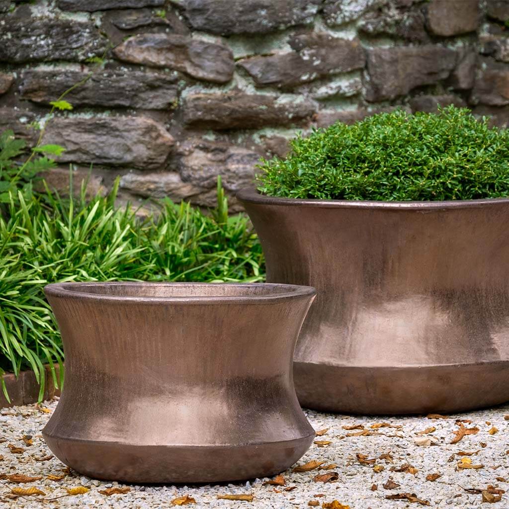Bronze Flared Terra Cotta Planters - Set of 2