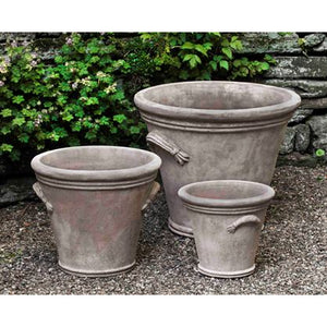 Antico Terra Cotta Planters with Fluted Handles - Set of 3