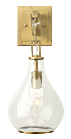 Tear Drop Hanging Wall Sconce in Clear Glass and Antique Brass