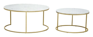 Daniel Nesting Coffee Tables White & Gold