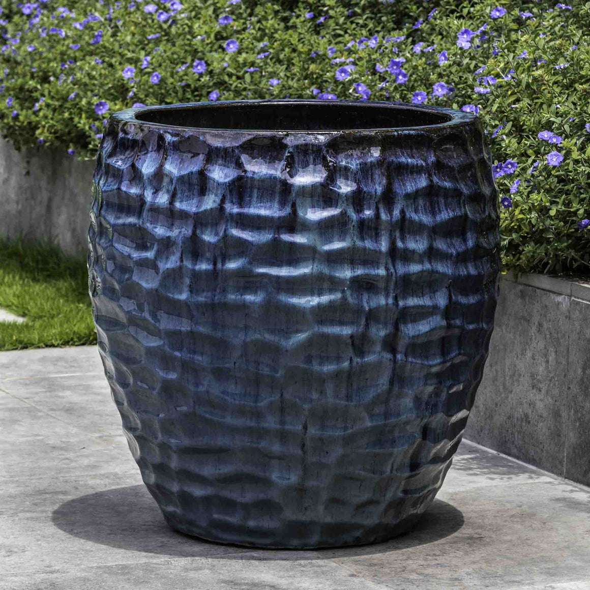Kowloon Mediterranean Blue Glazed Terra Cotta Planter - Set of 2