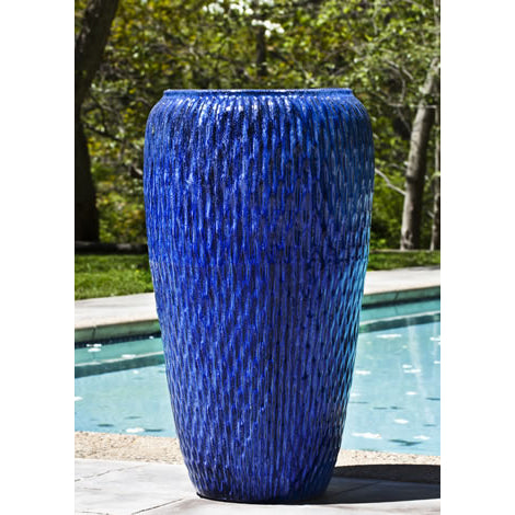 Tall Glazed Terra Cotta Jar Planter - Riviera Blue