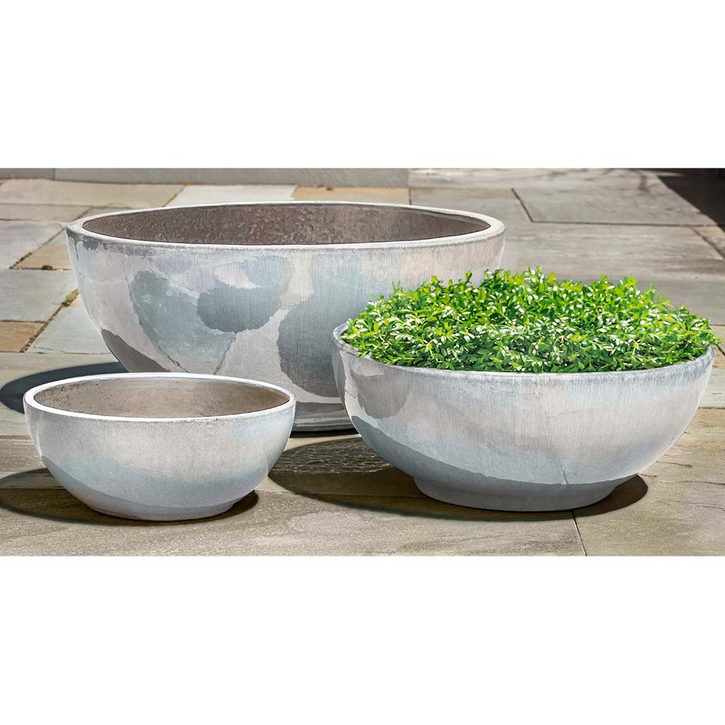 large bowl planter indoor Pearl Glazed Terra Cotta Bowl Planters - Set of 3