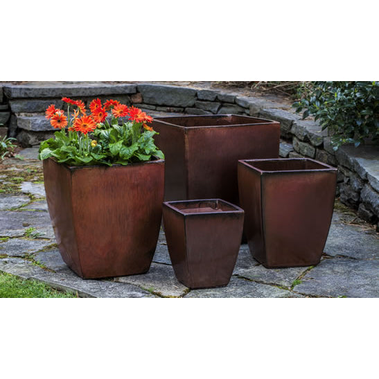 Blake Square Tapered Planter in Maple Red - Set of 4