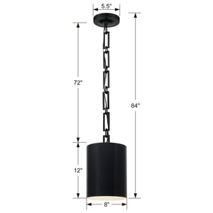 Brian Patrick Flynn for Crystorama Alston 1 Light Matte Black & White Mini Chandelier