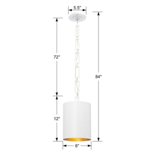 Brian Patrick Flynn for Crystorama Alston 1 Light Matte White & Antique Gold Mini Chandelier
