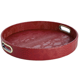 Python Round Tray with Handles — Red Dragon
