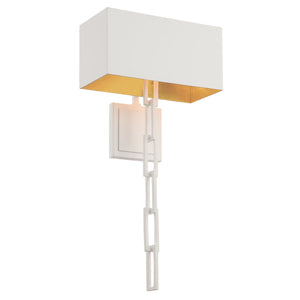 Brian Patrick Flynn for Crystorama Alston 2 Light Matte White & Antique Gold Sconce