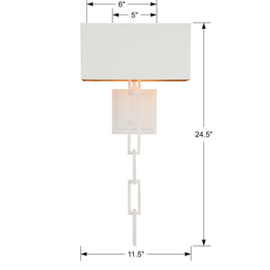 Brian Patrick Flynn for Crystorama Alston 2 Light Matte White & Antique Gold Sconce