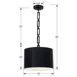 Brian Patrick Flynn for Crystorama Alston 1 Light Matte Black & White Mini Chandelier