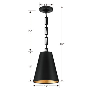 Brian Patrick Flynn for Crystorama Alston 2 Light Matte Black & Antique Gold Chandelier