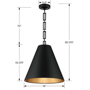 Brian Patrick Flynn for Crystorama Alston 3 Light Matte Black & Antique Gold Chandelier