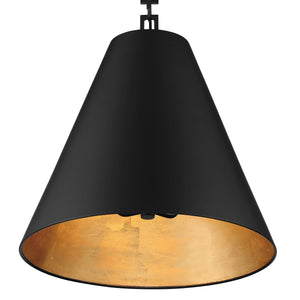 Brian Patrick Flynn for Crystorama Alston 3 Light Matte Black & Antique Gold Chandelier