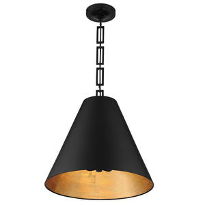 Brian Patrick Flynn for Crystorama Alston 3 Light Matte Black & Antique Gold Chandelier