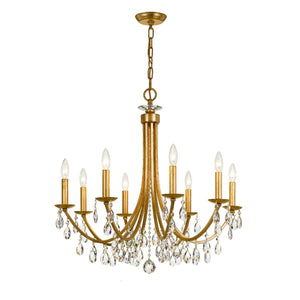 Bridgehampton 8 Light Crystal Antique Gold Chandelier