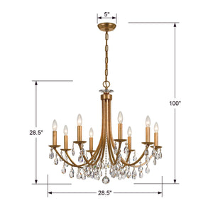 Bridgehampton 8 Light Crystal Antique Gold Chandelier