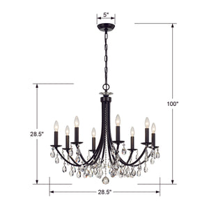 Bridgehampton 8 Light Crystal Antique Gold Chandelier