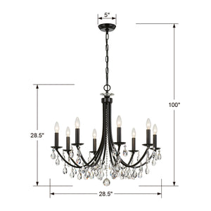 Bridgehampton 8 Light Crystal Antique Gold Chandelier