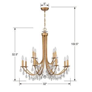 Bridgehampton 12 Light Antique Gold Chandelier