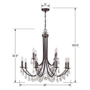 Bridgehampton 12 Light Antique Gold Chandelier