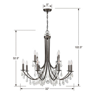 Bridgehampton 12 Light Antique Gold Chandelier