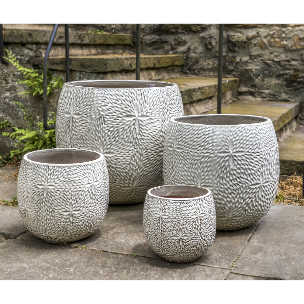 Glazed Terra Cotta Sand Dollar Planters - Set of 4 in Cream