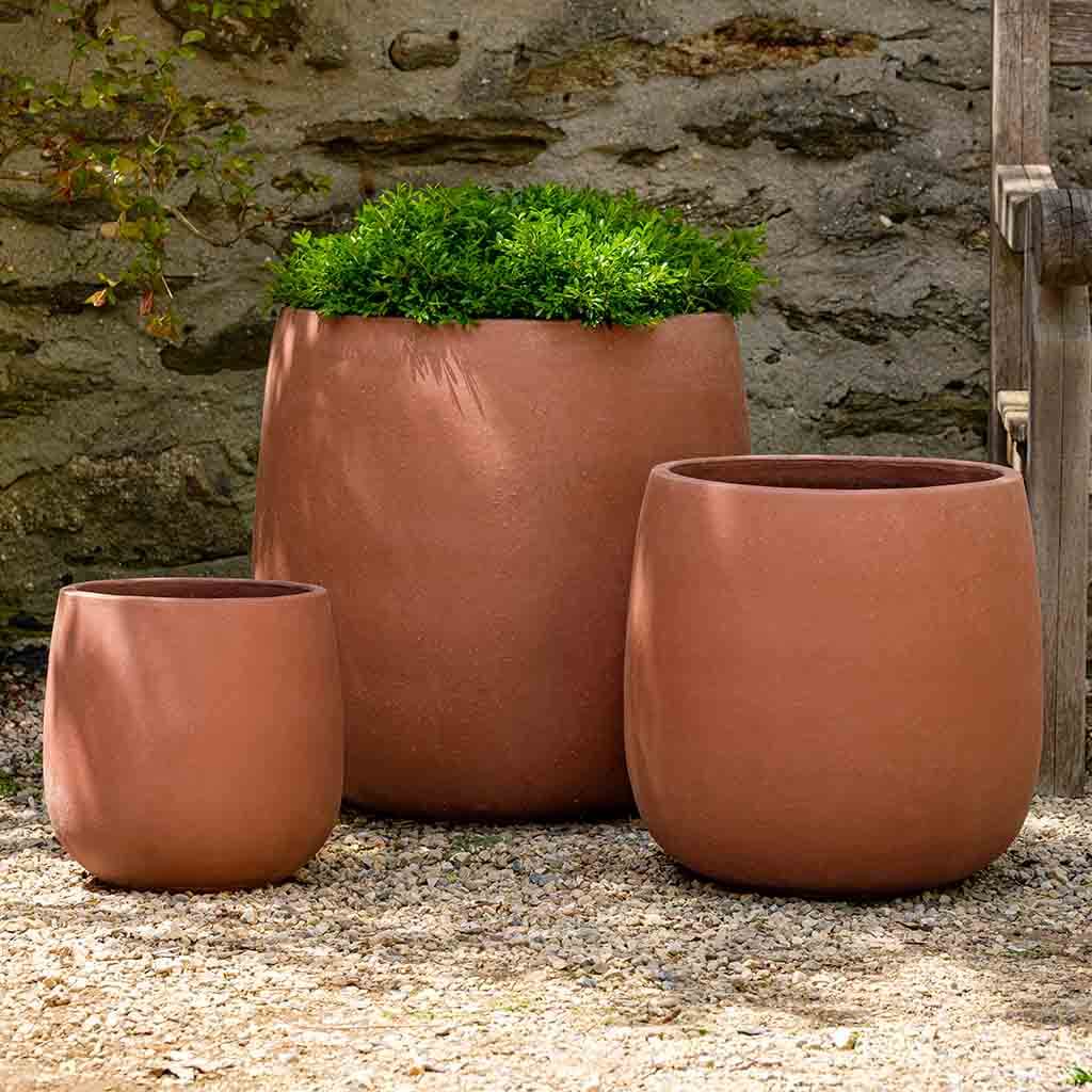clay pots for plants Potrero Terra Cotta Round Planters - Set of 3